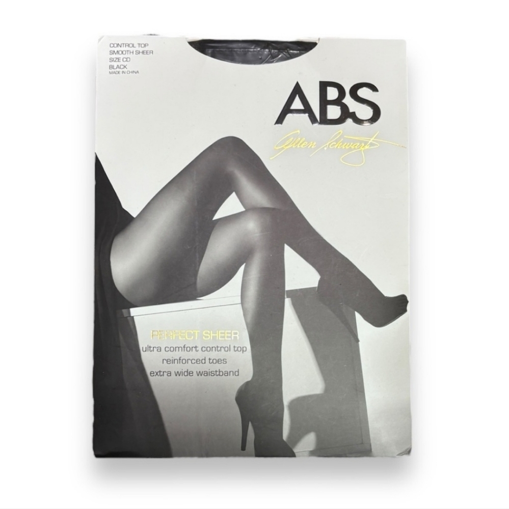 ABS ALLEN SCHWARTZ Perfect Sheer Control Top Pantyhose Black Size CD